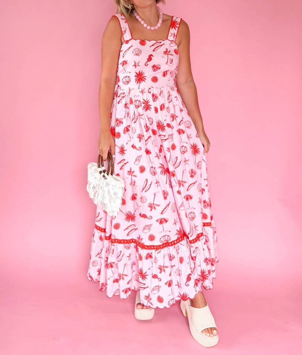 NEW KARLIE beach linen maxi dress in pink